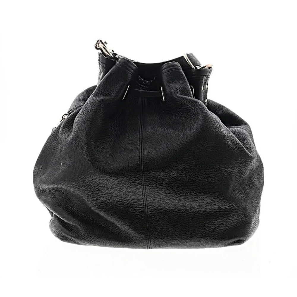 Coach Black Leather Drawstring Bucket Shoulder Bag Avery Pebble Leather